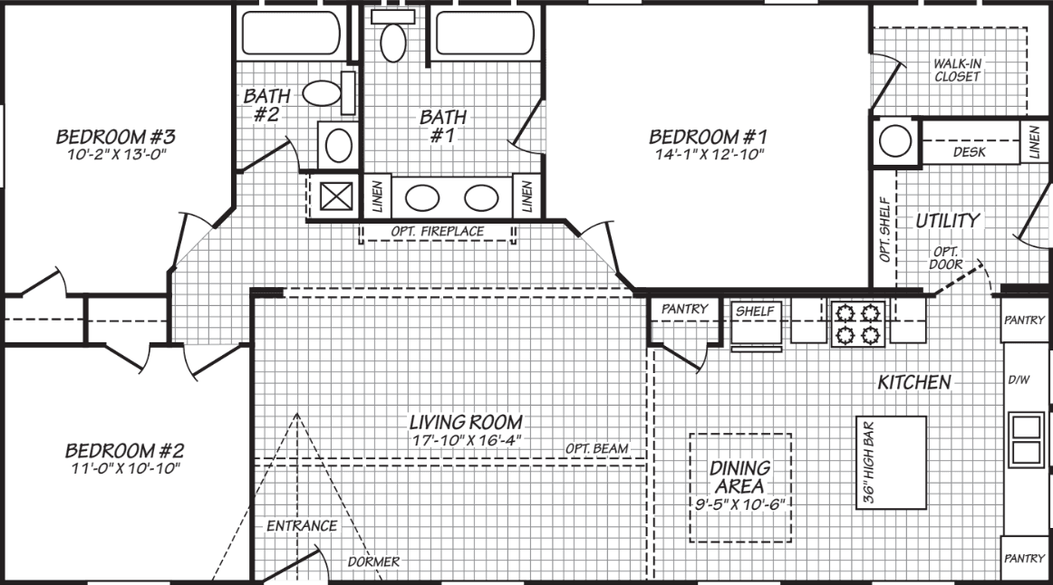 The opal (28483f) floor plan home features