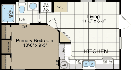 Park model aph-514 floor plan home features