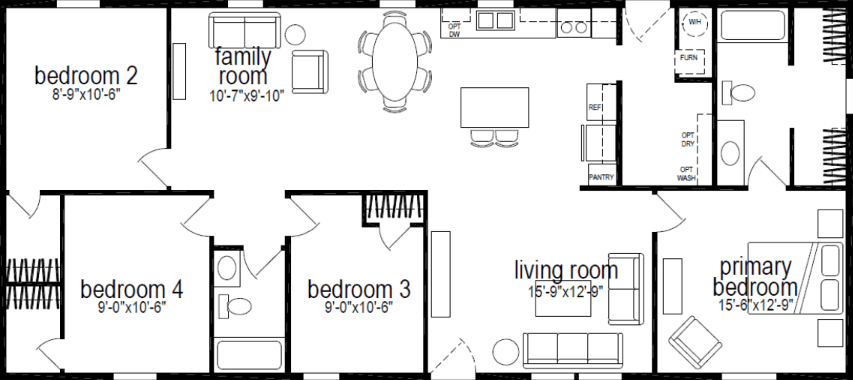 Redman 4406-6 floor plan home features