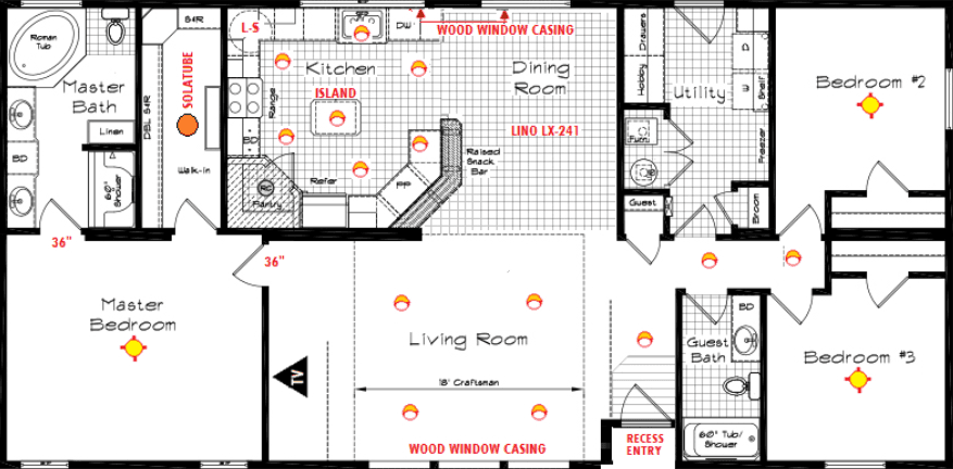 Grand manor 6011-1 floor plan home features