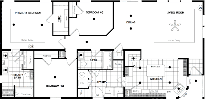 The white oak floor plan home features