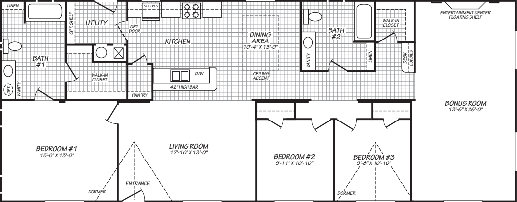 The glacier (28683e) floor plan home features