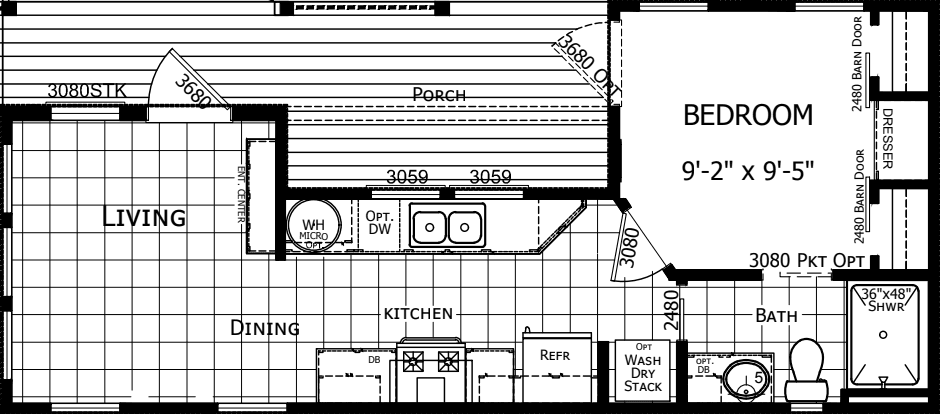 Park model aph-520ms floor plan home features