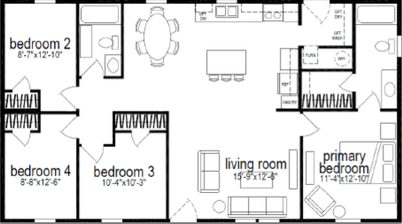 Redman 4400-6 floor plan home features